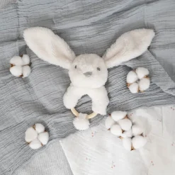 Rosie Bunny Rattle White (18cmHT)