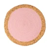 Round Cotton Table Placemat Set 2 Pink (36cmD)