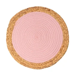 Round Cotton Table Placemat Set 2 Pink (36cmD)
