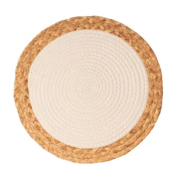 Round Cotton Table Placemat Set 2 Off White (36cmD)