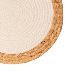 Round Cotton Table Placemat Set 2 Off White (36cmD)