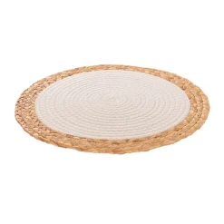 Round Cotton Table Placemat Set 2 Off White (36cmD)