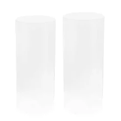 Round Deluxe Acrylic Plinth Set 2 Clear (30x90cmH)