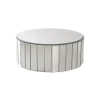 Round Mirror Strip Bevelled Riser Platform Silver (30x12cmH)