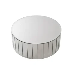 Round Mirror Strip Bevelled Riser Platform Silver (30x12cmH)