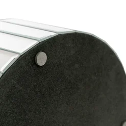 Round Mirror Strip Bevelled Riser Platform Silver (30x12cmH)