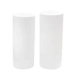Round Perspex Acrylic Plinth Set 2 White (30x70cmH)