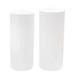 Round Perspex Acrylic Plinth Set 2 White (30x90cmH)