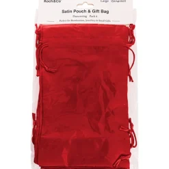 Satin Gift Bag Large Pack 6 Red (15x24HcmH)