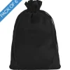 Satin Gift Bag Large Pack 6 Black (15x24HcmH)
