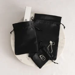 Satin Gift Bag Large Pack 6 Black (15x24HcmH)