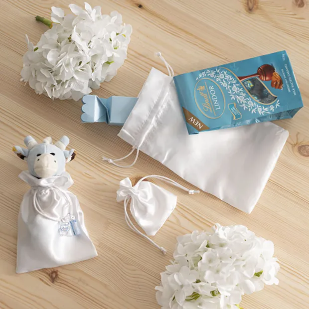 Satin Gift Bag Medium Pack 6 White (12.5x17HcmH)