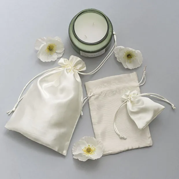 Satin Gift Bag Small Pack 6 Ivory (7.5x10HcmH)