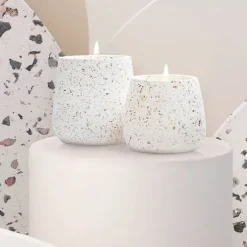Scented Candle Terrazzo Vanilla White Medium 80g (9.4x8cmH)