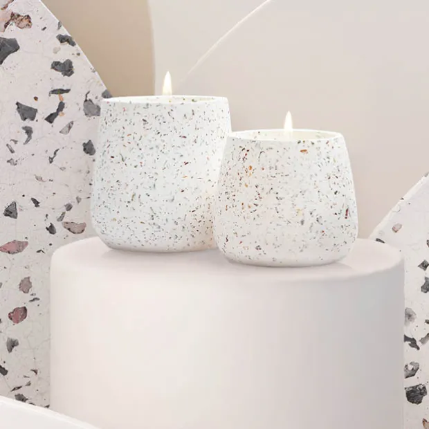 Scented Candle Terrazzo Vanilla White Medium 80g (9.4x8cmH)