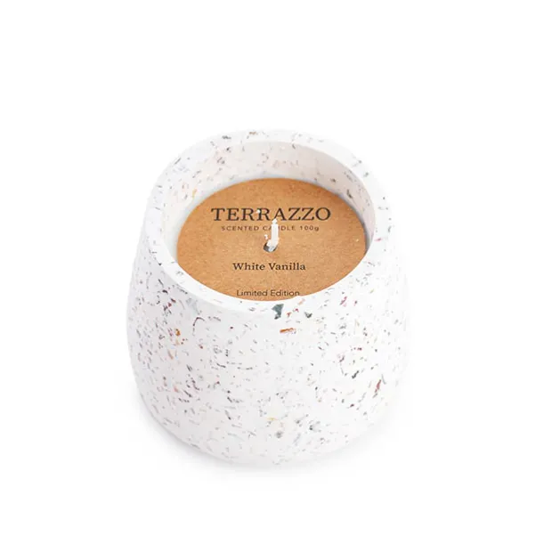 Scented Candle Terrazzo Vanilla White Medium 80g (9.4x8cmH)