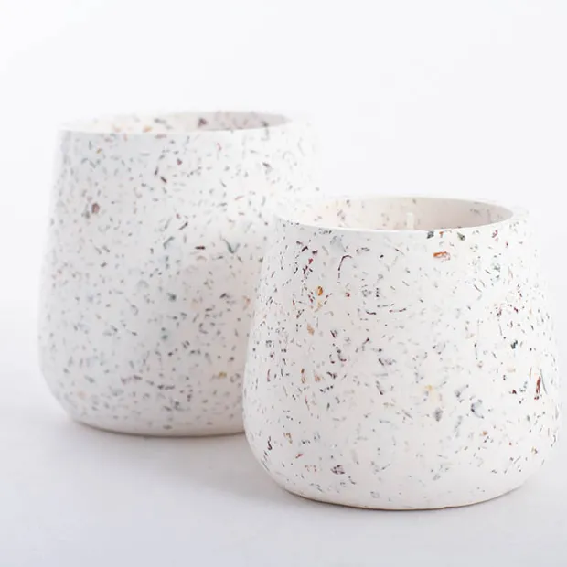 Scented Candle Terrazzo Vanilla White Medium 80g (9.4x8cmH)