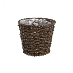 Seagrass Planter Round Dark Brown (17.5cmDx15cmH)