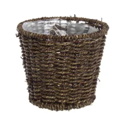 Seagrass Planter Round Dark Brown (17.5cmDx15cmH)