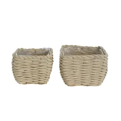 Seagrass Planter Squat Set of 2 Natural White (19x19x13cmH)