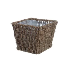Seagrass Planter with Liner Square Natural (17.5x17.5x14cmH)