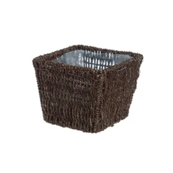 Seagrass Planter with Liner Square Brown (17.5x17.5x14cmH)