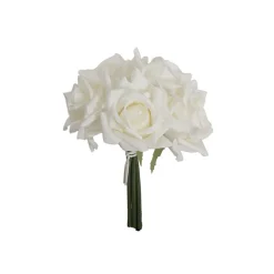 Siena Real Touch Rose Bouquet x 5 Heads White (26cmH)