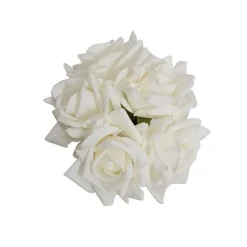 Siena Real Touch Rose Bouquet x 5 Heads White (26cmH)