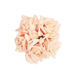 Siena Real Touch Rose Bouquet x 5 Heads Soft Peach (26cmH)