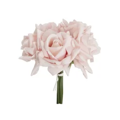 Siena Real Touch Rose Bouquet x 5 Heads Blush Pink (26cmH)