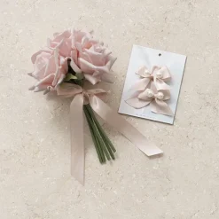 Siena Real Touch Rose Bouquet x 5 Heads Blush Pink (26cmH)