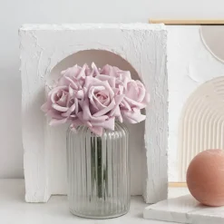 Siena Real Touch Rose Bouquet x 5 Heads Powder Pink (26cmH)