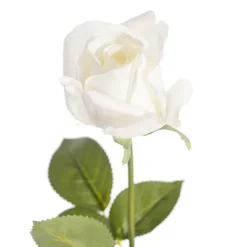 Siena Real Touch Rose Half Open Bud White (60cmH)