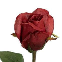 Siena Silk Rose Large Bud Half Open Red (66cmH)