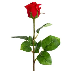 Siena Silk Rose Large Bud Half Open Red (66cmH)