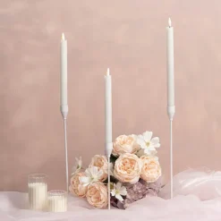 Single Metal Taper Candle Holder White (8x22cmH)