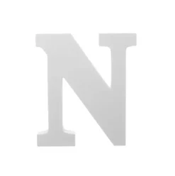 Single Wooden Letter "N" White (18cmH)