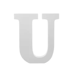 Single Wooden Letter "U" White (18cmH)