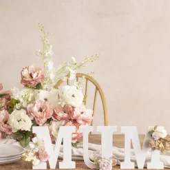 Single Wooden Letter "U" White (18cmH)