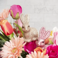 Sitting Bunny Rabbit Pick Pack 2 Glitter Champagne (25cmH)