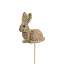 Sitting Bunny Rabbit Pick Pack 2 Glitter Champagne (25cmH)