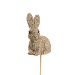 Sitting Bunny Rabbit Pick Pack 2 Glitter Champagne (25cmH)