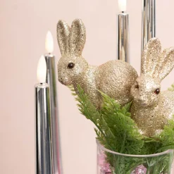 Sitting Bunny Rabbit Pick Pack 2 Glitter Champagne (25cmH)