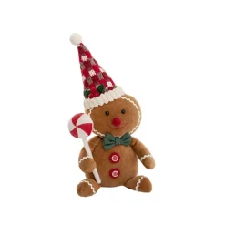 Sitting Gingerbread Man w Lollipop Brown (18x10x33cmH)