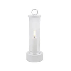 Slim Design Lantern w LED Taper Candle White (7.5x21cmH)