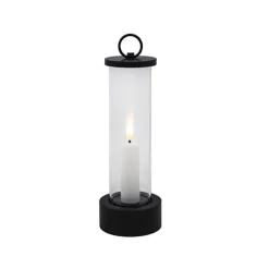 Slim Design Lantern w LED Taper Candle Black (7.5x21cmH)