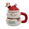 Smiley Snowman Ceramic Mug w Spoon Red (8.5x13.5cmH)