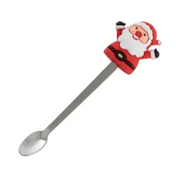 Smiley Snowman Ceramic Mug w Spoon Red (8.5x13.5cmH)