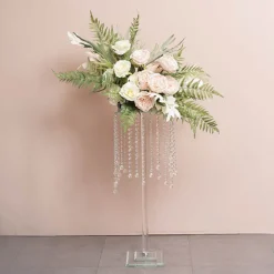 Spiral Crystal Centrepiece Stand Round Clear (62cmH)