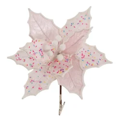 Sprinkled Poinsettia Clips Pack 2 Pastel Pink (24cmDx10cmH)